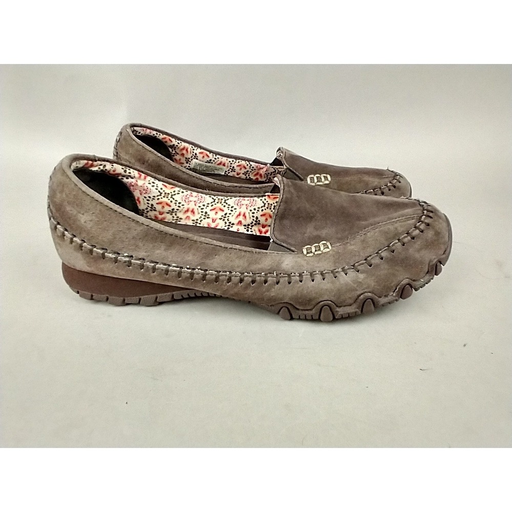 Skechers Bikers Suede Loafers Womens 7.5 Brown Slip On Shoes 48930 CHOC